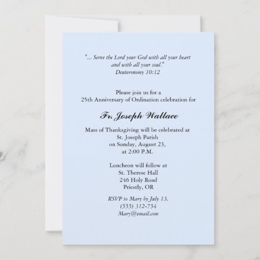 招待状のカスタマイズ可能な年、名前25番目の調整 招待状 (裏面)