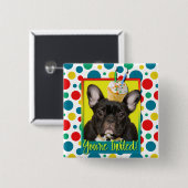 招待状のカップケーキの2歳児-フレンチ・ブルドッグ 缶バッジ (正面&裏面)