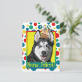 招待状のカップケーキ-シベリアンハスキー インビテーションポストカード (スタンド正面)