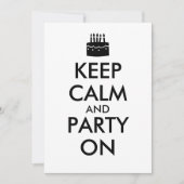 招待状のケーキのテンプレートの平静そしてパーティーを保って下さい 招待状 (正面)