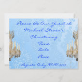 招待状のダマスク織のデザインに洗礼を施しているヴィンテージの男の子 招待状 (裏面)