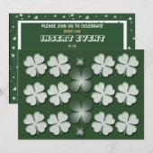 招待状のテンプレート - カスタマイズ可能なシャムロック 招待状 (正面/裏面)