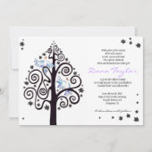 招待状のヘブライを示している星の木のユダヤ人のベビー 招待状 (正面)