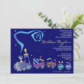 招待状のヘブライ男の子を名前を挙げている列車のユダヤ人のベビー 招待状 (スタンド正面)