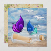 "招待状のボトル" -ビーチ招待状- SRF 招待状 (正面/裏面)