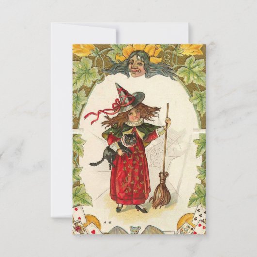 招待状のヴィンテージのHallowenの魔法使いのイメージ 招待状 (正面)