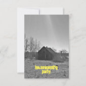 招待状の引っ越し祝いパーティーのパーティーのおもしろいの素朴で古い家 招待状 (正面)