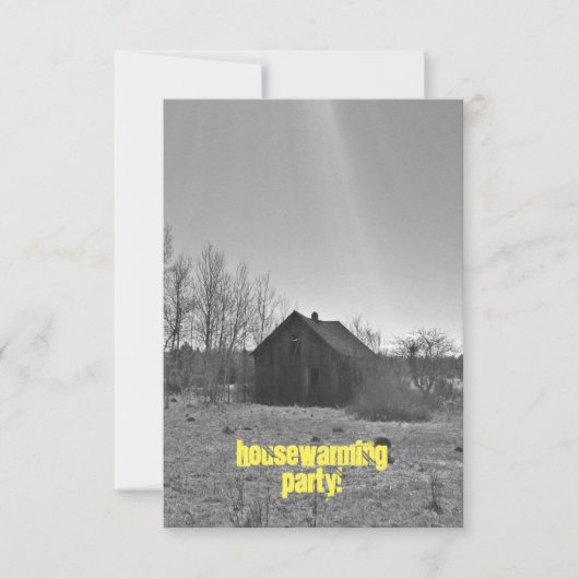 招待状の引っ越し祝いパーティーのパーティーのおもしろいの素朴で古い家 招待状 (正面)