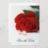招待状の結婚式の招待状、赤いバラは、日付を救います セーブザデート (正面/裏面)