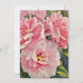 招待状の表と裏に美しいピンクのバラ 招待状 (裏面)