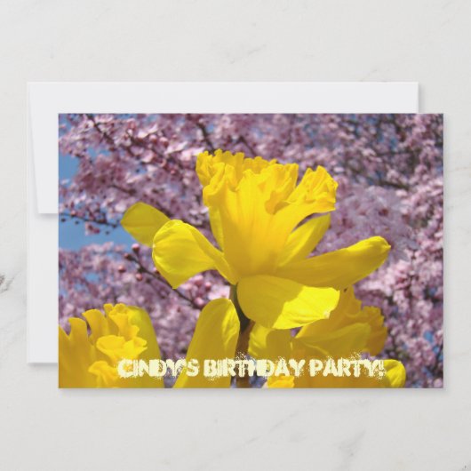 招待状の誕生会カード春のラッパスイセン 招待状 (正面)