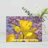 招待状の誕生会カード春のラッパスイセン 招待状 (スタンド正面)