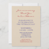 招待状の退役軍人日イベント古いフラッグスター 招待状 (裏面)