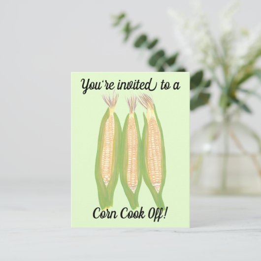 招待状の郵便はがきを離れたトウモロコシのトウモロコシの調理師 インビテーションポストカード (スタンド正面)