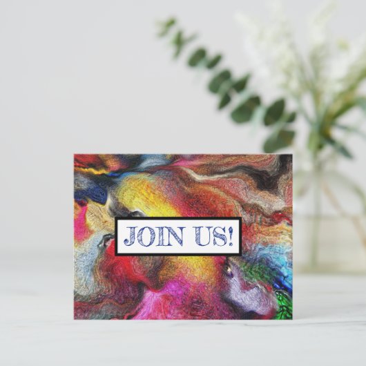 招待状の郵便はがき-抽象美術-私達を結合して下さい! インビテーションポストカード (スタンド正面)