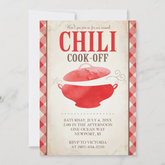 招待状の~ BBQの招待を離れた唐辛子の調理師 招待状 (正面)