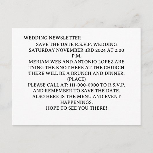 招待状はがき インビテーションポストカード (正面)