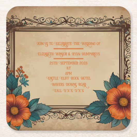 招待状はがき スクエアペーパーコースター (正面)