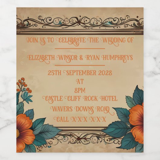 招待状はがき ワインラベル (シングルラベル)