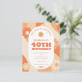 招待状はがき – 40th Birthday - retro peach ポストカード (スタンド正面)