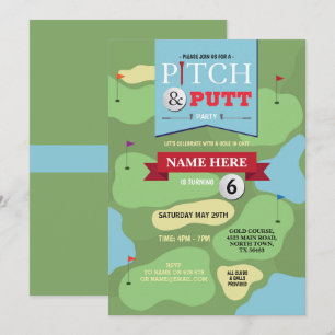 招待状をゴルフをするゴルフ誕生日のピッチ及びパットのおもしろい 招待状