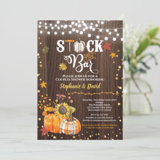 招待状をストッキングします。バーの招待状をストッキングします。秋カボチャの粗材 招待状 (スタンド正面)