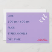 招待状を特別な誕生祝い 招待状 (裏面)