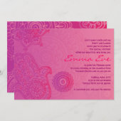 招待状を示しているHAMSA手の紫色のピンクのベビー 招待状 (正面/裏面)