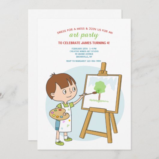 招待状を絵を描く学ぶこと 招待状 (正面/裏面)