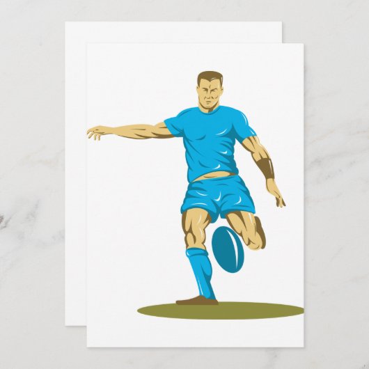 招待状を蹴っているラグビープレーヤー 招待状 (正面/裏面)