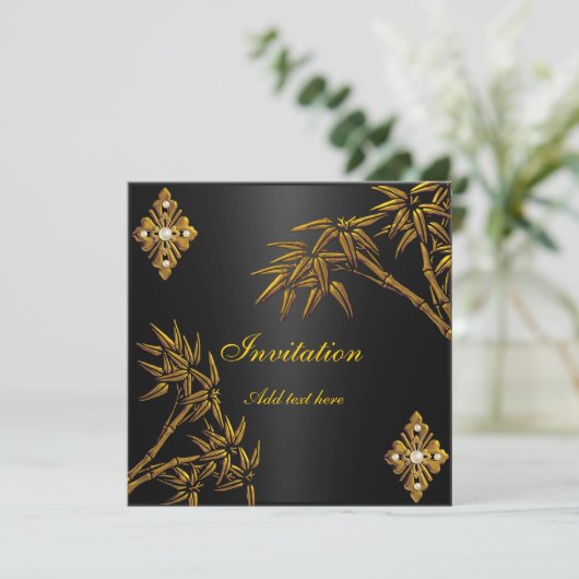 招待状アジア金ゴールドとブラック 招待状 (スタンド正面)
