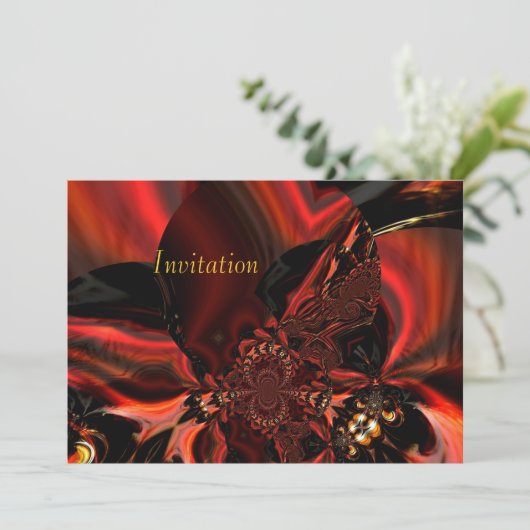 招待状アート抽象芸術宝石シルクインレッド 招待状 (スタンド正面)