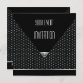 招待状アールデコブラックシルバーホワイトスポット 招待状 (正面/裏面)