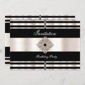招待状アールデコブラックセピアクリーストライプム 招待状 (正面/裏面)
