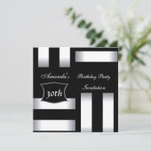 招待状アールデコ白黒30th誕生日パート 招待状 (スタンド正面)