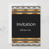 招待状アールデコ金ゴールド白黒 招待状 (正面)