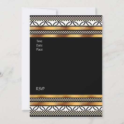招待状アールデコ金ゴールド白黒 招待状 (裏面)