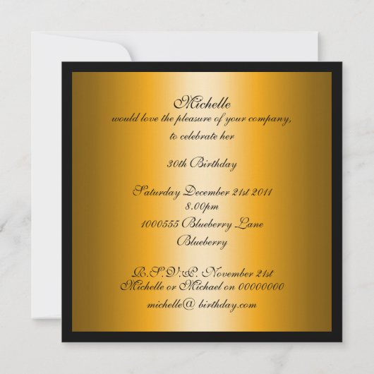 招待状イエロー&ブラックフローラ 招待状 (裏面)