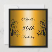 招待状イエロー&ブラックフローラ 招待状 (正面)