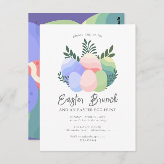 招待状イースターブランチイースターエッグ ポストカード (正面/裏面)