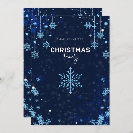 招待状ウィンターワンダーランドクリスマスパーティー 招待状 (正面/裏面)