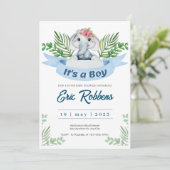 招待状ウェルカム男の赤ちゃんシャワーエレファント 招待状 (スタンド正面)