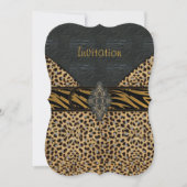 招待状エキゾチック金ゴールドブラックアニマルレザー数々の 招待状 (正面)