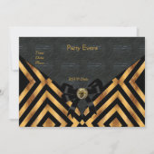 招待状エキゾチック金ゴールドブラックストライプレザー 招待状 (裏面)