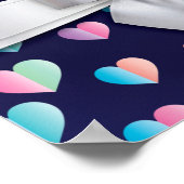 招待状エレガントの弓とハートの斑点 ポスター (角)