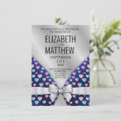 招待状エレガントの弓とハートの斑点 案内状 (スタンド正面)