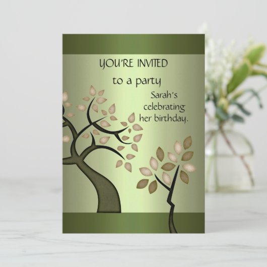 招待状エレガントアボカドツリーグリーンフローラ 招待状 (スタンド正面)