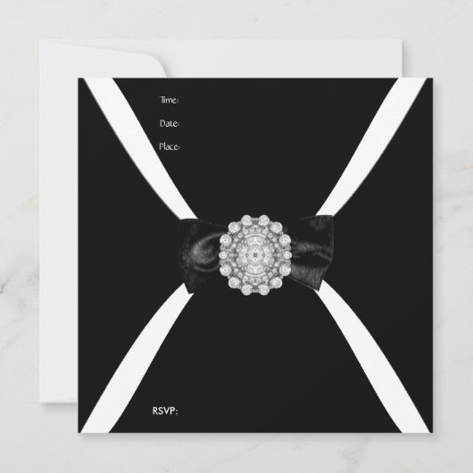 招待状エレガントエレガント白黒ボウタイ 招待状 (裏面)