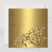 招待状エレガントクリスマスパーティーアジア竹金ゴールド 招待状 (裏面)