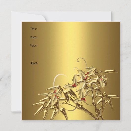 招待状エレガントクリスマスパーティーアジア竹金ゴールド 招待状 (裏面)